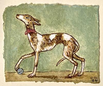 Miniatures Series: Whippet & Ball by David Hollington