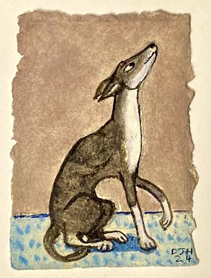 Miniatures Series: Sitting Whippet by David Hollington